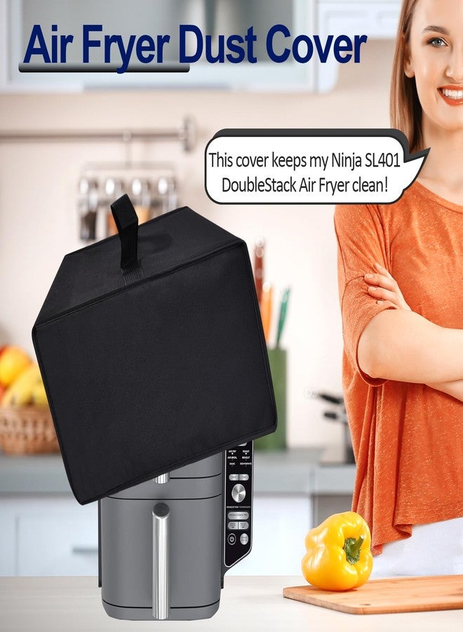 NUENSS-ROR Air Fryer Cover Waterproof Heat-Resistant Dust-proof Cover Case Heavy Duty Thickened Cover Lid Compatible with Ninja SL401 DoubleStack XL 2-Basket Air Fryer (20.5"D×12.5"W×15"H)(Black) - Image 2